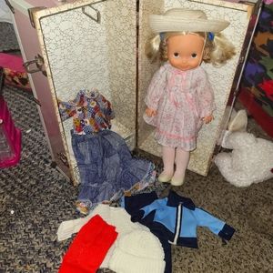 VTG 1979 Fisher Price MY FRIEND MANDY Baby Doll #210 15" W/Travel Case & Clothes